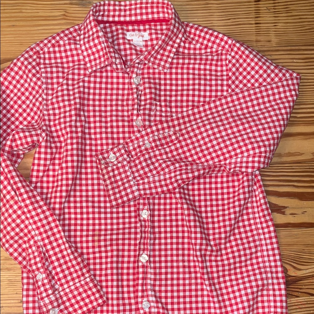 Cat & Jack Red Checkered Button Down Shirt